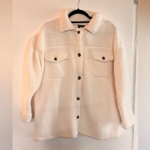 32 Degrees Sherpa Button-Front Jacket in Cream
